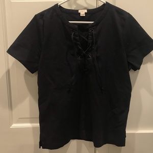 J-Crew Navy Tie-Up Blouse